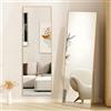 Hamlody Specchio a Figura Intera Rettangolare 162 x 52 cm, Specchio da Terra con Supporto, Vetro Temperato, Cornice Lega di Alluminio, Appendere o Appoggiato, Camera da Letto Soggiorno Ingresso, Oro