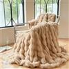 DREAMLANDING Coperta in pelliccia sintetica di coniglio Sherpa reversibile, calda, comoda e soffice per letto, divano, decorazione della casa (marrone, 130 x 150 cm)