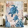 Lerores Tenda da doccia 180 x 160 cm, motivo tartaruga marina, orlo appesantito, antimuffa, impermeabile, lavabile, in poliestere, con occhielli e 12 anelli per tenda da doccia per bagno, vasca da