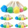 Elegaperma 20 pennelli in spugna per pittura, rotondi, in diverse forme, pennelli in spugna per bambini, con manico in legno, per dipingere punti, cerchi e progetti fai da te