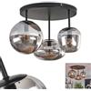 hofstein Plafoniera HOFSTEIN Zernez, lampada da soffitto in metallo/vetro nei colori nero/fumo, lampada dal moderno design industriale con paralumi in vetro (Ø 19,5 cm; 22 cm; 14 cm), 3 x E14, senza lampadine