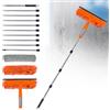 Occzin Pulitore telescopico per finestre, 3,7 m, 4,5 m, 2 in 1, set con estrattore in silicone e panno in microfibra, lavavetri con 10 aste telescopiche per finestre alte, auto (arancione, 4,5 m)