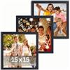 Victor cornice portafoto "Dali" nera 15x15 cm set da 3 - legno moderno - vetro acrilico - design moderno - decorazione d'interni