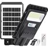 RIGIDON Faretto Led da Esterno Solare con Sensore di Movimento Telecomando, Crepuscolare Lampadina, Lampione Faro Luci per Giardino Sentieri Garage, IP66 Impermeabile, 96 LED 5000mAh, 6000K Bianca