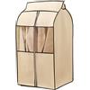 XYLGJYT Confezione da 2 sacchetti copri abiti antipolvere, 50 x 50 x 90/120 cm, copri appendiabiti traspirante con cerniera, finestra trasparente, tessuto non tessuto addensato(Beige,50x50x90cm)