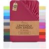 NatureMark Lenzuolo con angoli elasticizzati in jersey, in 100% cotone, in molti colori e misure, conforme all'Oeko-Tex Standard 100, 200 x 220 cm + 40 Steg Bordeaux rosso