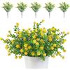 TSHAOUN 5 pezzi Fiori Finti Artificiali Arbusti Piante Resistenti ai Raggi UV per Interni ed Esterni, Decorazione per Casa, Ufficio, Giardino, Patio, Cortile (Giallo 5 Pezzi)