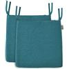 BALCONY & FALCON Cuscini per Sedie 2 Pezzi 41.5 x 38 cm - Rivestimento Estraibile e Lavabile in Lavatrice con Effetto Lino, Antiscivolo con Nastri - Ideali per Cucina Interni, Verde Petrolio