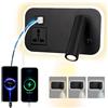 uksunvi LED lampada da parete da lettura con presa universale, USB Type-C doppia porta di ricarica regolabile interruttore 12W lampada da parete rotante con tre colori dimming (Rettangolo nero)