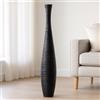 Leewadee Vaso da Terra Grande Alto 85 cm - Vaso Nero Legno di Mango Fatto a Mano da Interno Erbe della Pampa