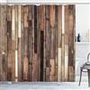 ABAKUHAUS di legno Tenda da Doccia, Old Floor Stile Rustico, Tessuto Set di Decorazioni per il Bagno con Ganci, 175 x 200 cm, Marrone