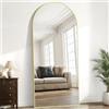 Weare Home Specchio da Terra ad Arco, 192 x 85 cm, Grande Specchio con cornice in alluminio, Appenso o appoggiato alla parete, per Soggiorno e Camera da Letto, Colore Oro