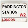 Bioprocess Placca di metallo Paddington Station Londra, decorazione vintage, placca murale retrò, decorazione da strada, targa in latta 20,3 x 30,5 cm