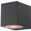 Planetitaly Applique da parete per esterni, Impermeabile IP65, LED 6W RGBW Multicolore Giochi di Luce, Dimmerabile, Lampada LED GU10 RGB, Ideale per luce Ingresso, Balcone, Terazza (Quadrato Nero, RGBW+3000K)