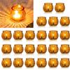 NUPTIO Portacandele Set di 24 Portacandele In Vetro Ambrato A Forma di Zucca A Coste Votive In Serie Decorazioni Di Natale Halloween Festa Di Nozze Centrotavola Soggiorno