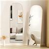 Hamlody Specchio a Figura Intera, Specchio da Terra ad Arco con Cornice in Alluminio 162 x 52cm, Vetro Temperato, Specchi da Parete Lungo da Appendere o Appoggiato, per Camera da letto Ingresso, Oro
