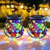 TOTHDATE 2PCS Lampada Solare a Mosaico Ovale per Esterno, Interruttore On/Off, Vetro a Mosaico Sospesa, Lampada Solare da Tavolo IP65 Impermeabile per Prato, Sentiero, Cortile, Terrazza, Pavimento