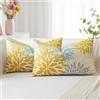 Artscope 2 Pezzi Dalia Floreale Giallo Blu Federe Cuscini Geometrico 40x60cm, Primavera Cuscino Boemia Fiori Decorativo in Lino per la Decorazione Domestica Soggiorno Camera da Letto Divano