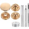 QUARKZMAN 24Set Bottoni Automatici a Pressione in Pelle, 20mm Dia 2.76 Lungo in Ottone con 4 Strumenti Installazione Inclusi Metallo da Cucire per Borse Cappotti Barche Tela, Oro