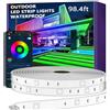 Aurevita Outdoor LED Strip, Smart IP67, Music Sync, App Control, Wall Mount, RGB, Waterproof, for Balcony, Garden, Bedroom, Christmas, Halloween（30 meter）