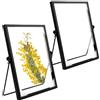 TESSTSY 2 cornici portafoto in vetro formato A5, 15 x 20 cm, colore nero, in metallo, per fiori pressati, double face, per decorazione della casa