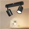 Dehobo Lampada Faretti da Soffitto Orientabili, 2 Faretti da Parete Interno GU10 LED Nero, Moderna da Soffitto per Camera Cucina Barra, Senza Lampadina