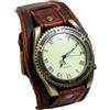 Generic NYSDM - Orologio da polso vintage in pelle, unisex, con numeri romani, casual, al quarzo, Marrone retrò.