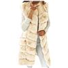 OBiQuzz Giacca in pelliccia sintetica da donna, rosa, invernale, calda, in finta pelliccia, gilet di pelliccia, gilet di pelliccia aperto, gilet di pelliccia, giacca invernale, abbigliamento esterno, beige.,