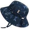 Jan & Jul Cappello da sole per bambini 50+ UPF 'Grow-with-Me' Aqua-Dry, Motivo balena blu navy, 0-6 Mesi
