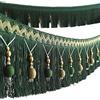 Yalulu - Perline intrecciate tipo europeo da appendere a sfera con frange e frange, per tenda da tavolo, accessori per la casa, decorazione fai da te (verde scuro)