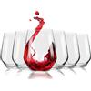 Flow Barware Bicchieri da vino senza stelo da 480 ml per rosso, bianco, rosa, gin o acqua, set di 6 bicchieri in cristallo senza stelo