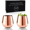 FLOW Barware Flow, set di 2 bicchieri da vino in rame, a prova di fuoriuscita, colore rosso, bianco, bicchiere da cocktail