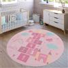 Paco Home Tappeto Stanza Bambini Cuore Antiscivolo Lavabile In Lavatrice Pink Rosa, Dimensione:Ø 160 cm tondo