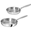 TeCuisine - Set di 2 padelle in acciaio inox 18/10 triply - 18 cm - 24 cm - senza rivestimento - senza PFAS, PFOA, PTFE - Compatibile con tutti i fornelli a induzione - Manico rivettato freddo