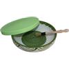 Beamel Home Piatto Grattugia in ceramica fatta a mano design decorativo utensili cucina arte funzionale stoviglie artigianali (Raices, G. Coperchio verde)