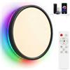 Heyseven Plafoniera LED Soffitto 30W Cambia Colore RGB, Regolabile 2700K-6500K Dimmerabile, Luce Intelligente Compatibile con Alexa/Google Home per Camera da Letto Cucina, Controllo App/Telecomando, Nero