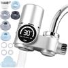 Behogan Filtro acqua rubinetto con indicatore LED, filtro in acciaio inox con filtro, rimozione di cloro e metalli pesanti e sterilizzazione UV, filtro acqua potabile per cucina, animali domestici