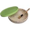Beamel Home Piatto Grattugia in ceramica fatta a mano design decorativo utensili cucina arte funzionale stoviglie artigianali (carnevale, G. coperchio verde)