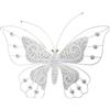 DRW Decorazione da parete di una farfalla in metallo bianco e oro 43 x 59 x 3 cm