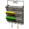 Deco Brothers DecoBros - Portalettere da parete a 3 ripiani, con portachiavi, colore: bronzo