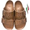 OLLIE TRICK CIABATTE BORCHIE DONNA KALIFORNIA LADY spiaggia mare morbida e leggero doppia fibbia borchiata anatomica made italy (bronzo borchiata, Sistema Taglie Calzature EU, Adulto, Donna, Numero, Media, 39)