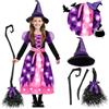 Spooktacular Creations Costume da strega per ragazze, costume da strega con stampa rosa, costume da strega illuminato per Halloween