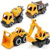 Wuquei Giocattolo da costruzione per bambini, con escavatore, piccoli giocattoli, set da 4 pezzi con camion per esterni, per giocare all'aperto in giardino, in cortile, in viaggio e gite