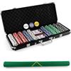 RELAX4LIFE Set Poker 500/300 Pezzi con Custodia in Alluminio Rigido, Include Carte, Dadi, Tessuto da Gioco e Pulsante Dealer,Per Serate Poker, Blackjack (Nero - Gettoni Pesi Standard, 500 Gettoni)