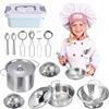 Farnirvana 17 Pezzi Accessori da Cucina Per Bambini, Set cucina bambini,Giocattolo per Bambini Set di Pentole e Padelle in Acciaio Inossidabile,ottimo regalo per ragazze e ragazzi