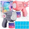 XUNIVERS Pistola a Bolle per Bambini,con 2 Bottiglie di SoluzioneSpara Bolle di Sapone Automatico Macchina+10 Pezzi Soluzione Bolla,Bubble Gun,Estate per Festa/Spiaggia/Compleanno/Matrimoni