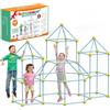 Generic Kit Di Costruzione Per Forte Per Bambini 140 Pezzi, Kit Costruzioni Fortezza Per Bambini, STEM DIY Educativi Castelli Tunnel Tenda, Creative Forts Giocattolo Per 4 5 6 7 8 9+ Anni Ragazzi Ragazze-Blu