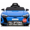 TOYSCAR Macchina Elettrica per Bambini Audi RS e-Tron Auto Elettrica per Bambini Telecomandata Sedile in Pelle Porte Apribili Doppio Motore Elettrico 12V Carico 25 kg (Blu)