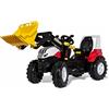 ROLLY TOYS 4308466 Farmtrac Steyr 6300 Terrus dai 3 agli 8 Anni, Sedile Regolabile in Lunghezza e in Altezza, Colore Rosso, 730001