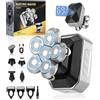Ixydor Rasoio Testa Calva Uomo, 6D Rasoio Capelli 0 mm,Tagliacapelli Uomo 5 in 1 Kit Impermeabile con Display LED,Rasoio Elettrico con 5 testine di Rasatura Rotanti per Naso Orecchie Corpo Viso